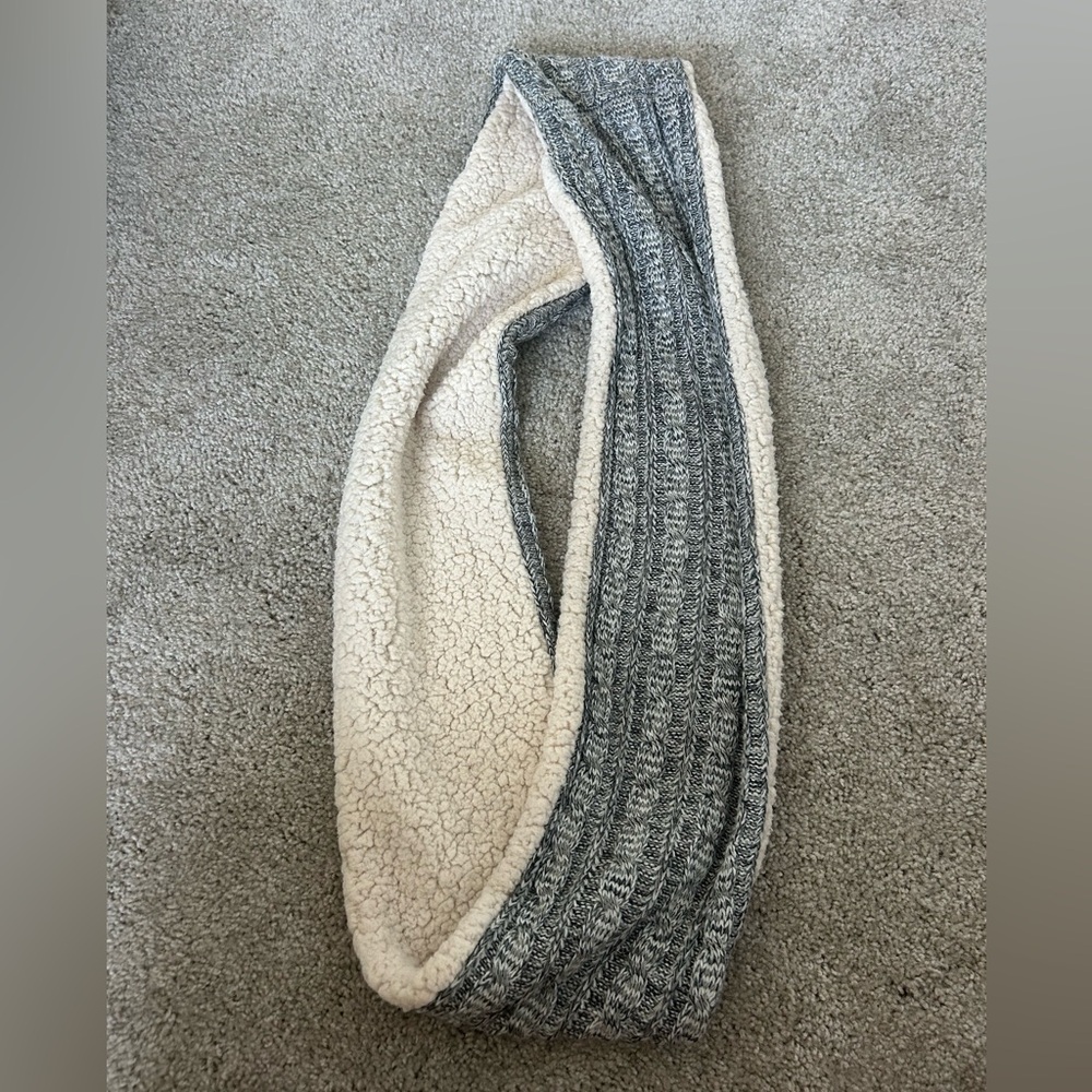 Cozy Gray and Cream Infinity Scarf